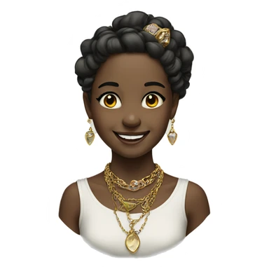 smiling girl with jewelry portrait with black eyes  sticker