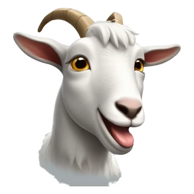 a grey and white goat making an extremely silly face with the tongue all the way out sticker