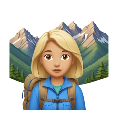 girl backpacking, travelling mountains background sticker