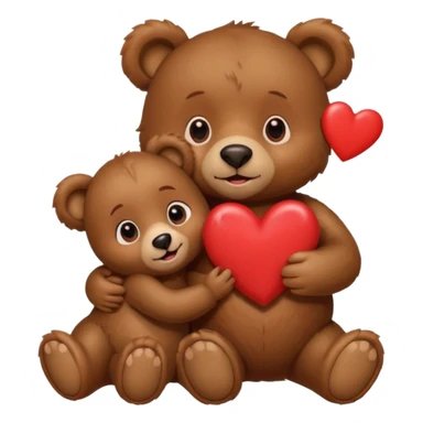 girl bear with bow and boy bear hugging, surrounded by hearts, playful and loving, cute sticker