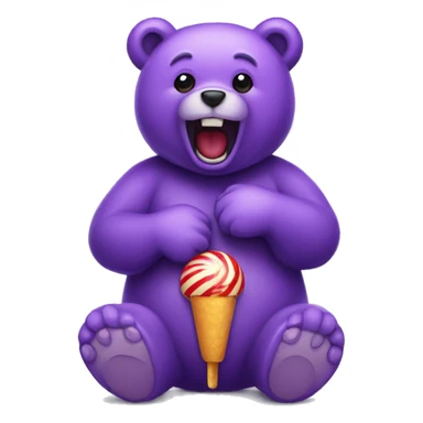 Purple bear that has lolipop on his belly  sticker