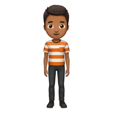brown man wearing burnt orange and white vertically striped shirt and black jeans sticker