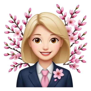 business woman with cherry blossom sticker