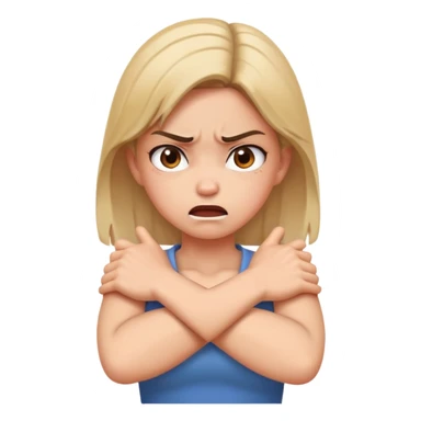 Arms crossed holding neck angry girl sticker