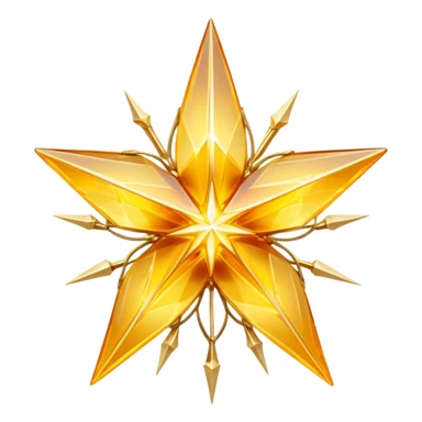 A radiant yellow dream star emerges, carefully being built by hands connecting delicate strands of golden thread and translucent panels of glowing amber glass. sticker