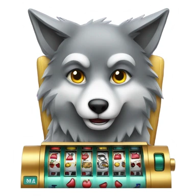 Wolf playing a slot machine sticker