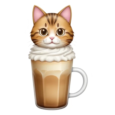 ice latte. the topping is a cat on the top of latte. sticker