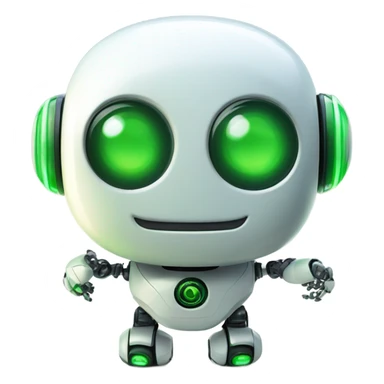 happy and cute robot with green leds for the face his face is "OuO" sticker