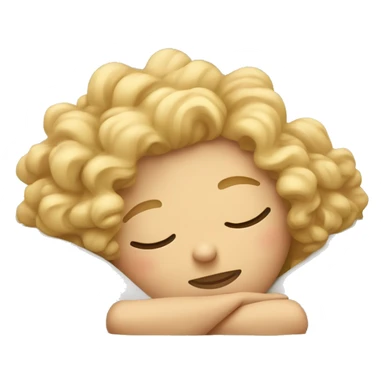 Blond curly girl sleeping in bed  sticker