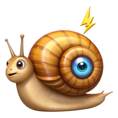 snail with a lightning-shaped shell and big eyes looking up emoji style sticker