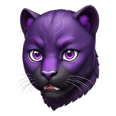 black panther with purple eyes, surprised face sticker