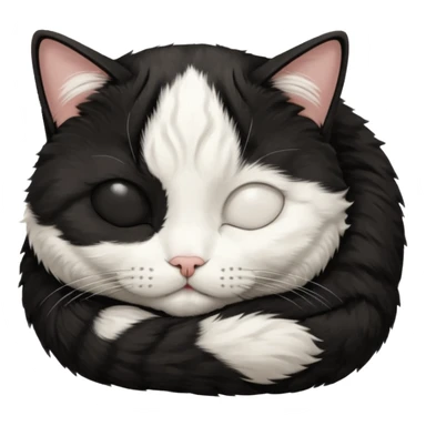 tuxedo short haired cat with his eyes closed sleeping sticker