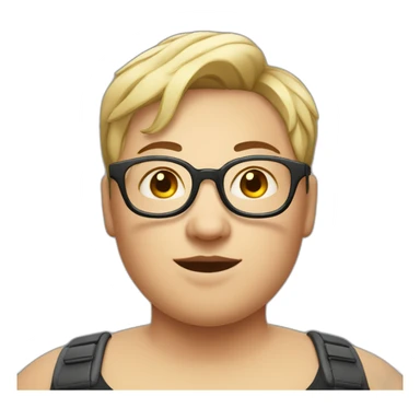 Fat androgynous person with short hair braces and glasses sticker
