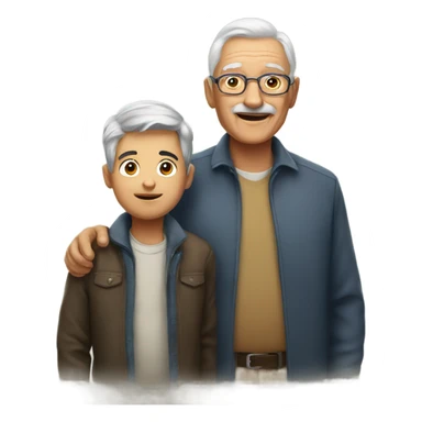 A grandfather with his boy sticker