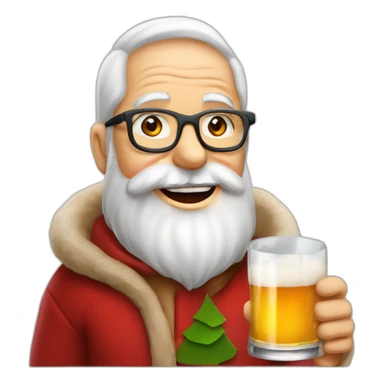 Père Noël qui offre un verre de bière à un enfant comme cadeau sticker