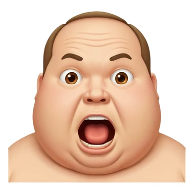 The fat man is very surprised with his mouth open sticker