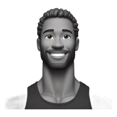 Giga Chad smiling black and white musculation meme a little from profile sticker