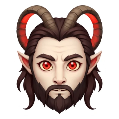 Evil, shadowie Male lord with Red glowing eyes and Long darkBrown Hair and goat beard sticker