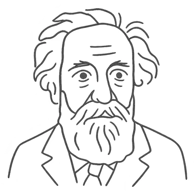 a hand drawn black outline portrait of philosopher Gaston Bachelard with similar-sized eyes based a famous portrait of him sticker