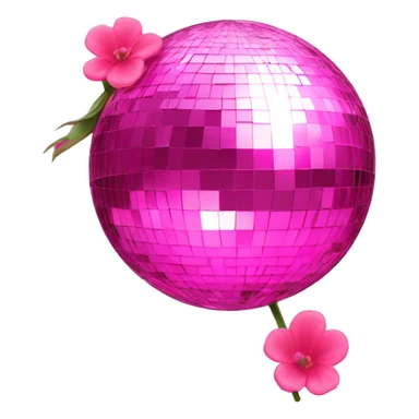 Pink mirrorball, very shiny and with some flowers sticker
