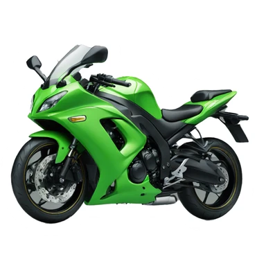 green kawasaki motorbike with a stubby exhaust sticker