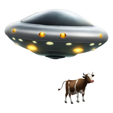 UFO driven by an alien abducting a cow and flying over a mountain sticker