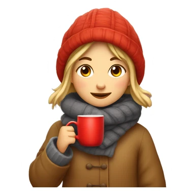 cozy autumn girl bundled up drinking hot apple cider from a red mug on an autumn afternoon  sticker