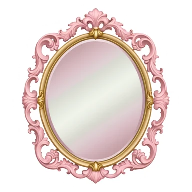 Vintage rococo mirror with pastel pink and gold details sticker