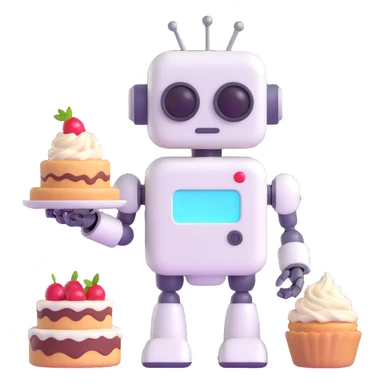 The cute robot and dessert, 3d emoji sticker