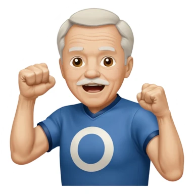 A grandpa in a vintage jersey, pumping his fist and shouting proudly. sticker