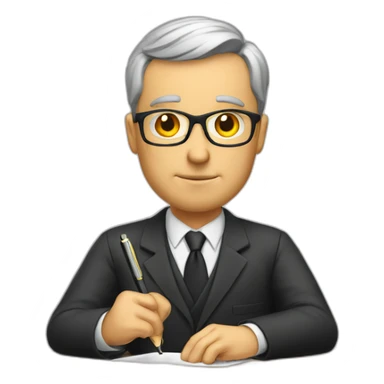 a lawyer feverishly writing a brief sticker