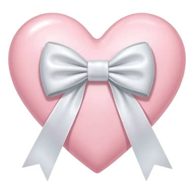 Light pink heart with white ribbon bow sticker