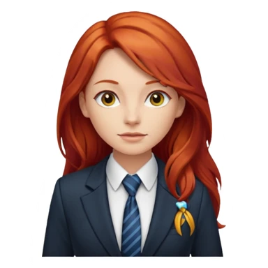 long red haired woman with tie and blazer sticker