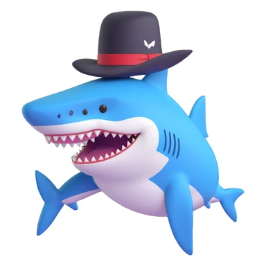 shark wearing a top hat sticker