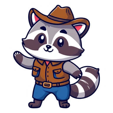 cartoon raccoon cowboy rolling his eyes sticker