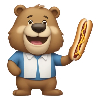 A bear with a hot dog standing next to a bunny   sticker