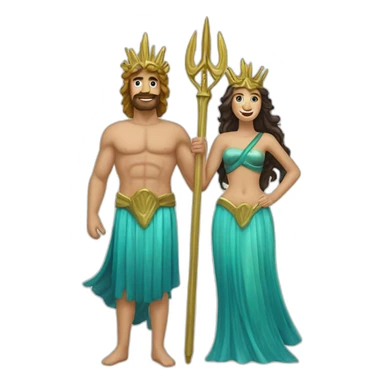Couple poseidon (trident) et sirène sticker