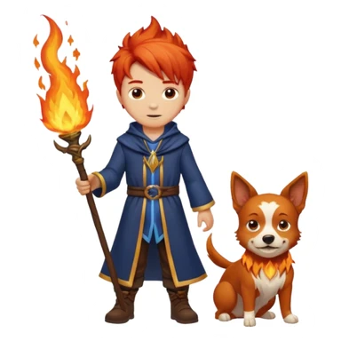 Boy and dog wizards of fire  sticker