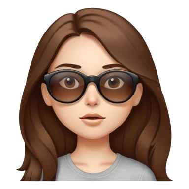 Girl with long brown hair wearing sunglasses and is having a little bit of attitude with the sunglasses a little bit lower on her nose, looking up at you questioning ￼￼ sticker