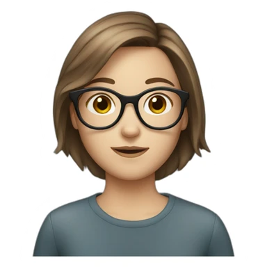 Young white girl with short brown hair and glasses sticker