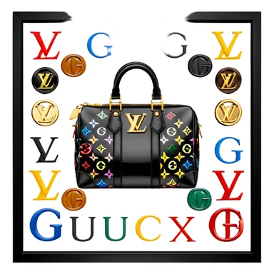 Louis Vuitton and Gucci versus and Fendi and Versace and all of the luxury brands sticker
