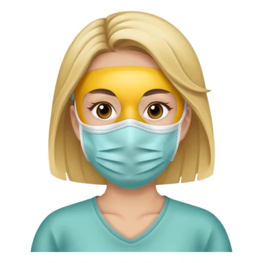 woman with face mask sticker