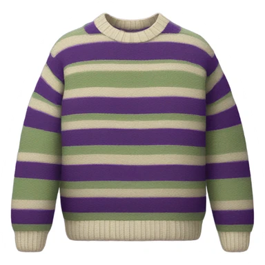 Sage and purple striped cropped oversize wool sweater, isolated sticker
