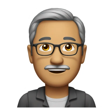 south east asian middle-aged man with glasses, a small moustache and tiny beard only on the chin. full body image sticker