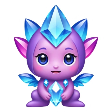 kawaii chibi crystal sprite creature, purple, blue, and pink, cute and sparkly, chibi style, adorable expression sticker