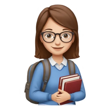 brown hair woman going to university wearing a glasses, looks pretty sticker