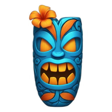 Tiki with colors blue and orange-tornado-fun-love-girl sticker
