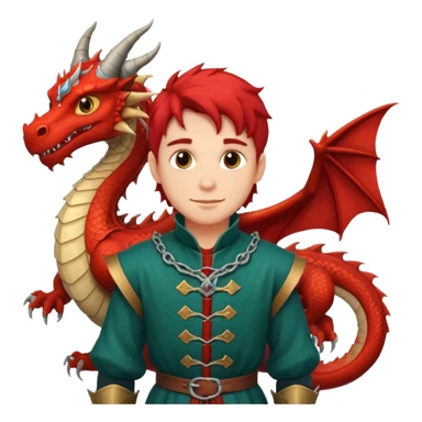 a dragon tamer in medieval time with a dragon next to him sticker