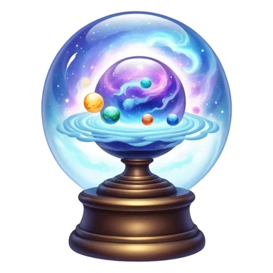 Tiny mystical mysterious celestial sparkly cloudy magical glowing spherical nebula planets inside a glass globe dome sticker