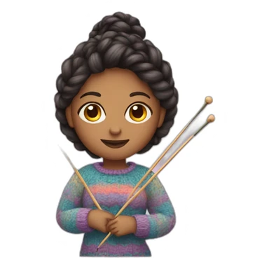 a girl with knitting needles sticker